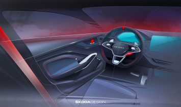 Skoda Vision RS Concept Interior Design Sketch Render