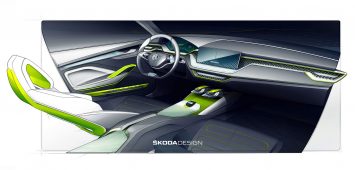 Skoda Vision X Concept Interior Design Sketch Render