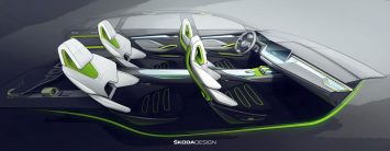 Skoda Vision X Concept Interior Design Sketch Render