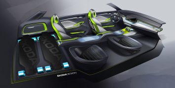 Skoda Vision X Concept Interior Design Sketch Render