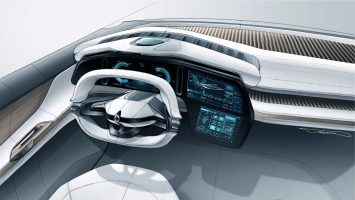 Renault Symbioz Concept Interior Design Sketch Render by Vincent Turpin