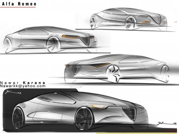 Alfa Romeo Design Sketches by Nawar Karana