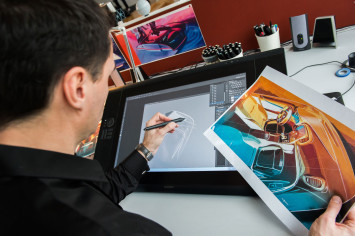 Renault designer Maxime Pinol design sketching on the Cintiq