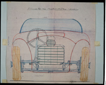 Front View with mechanical transparency of the first Ferrari car the 125 S Project of Gioachino Colombo carried out in August October