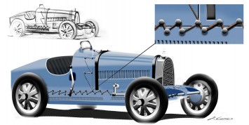 1924 Bugatty Type 35 Design Sketch