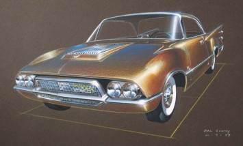 1957 Studebaker Golden Hawk - Design Sketch Render by Del Coates