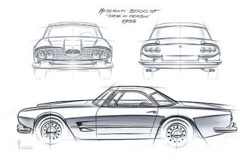 1958 Maserati 5000 GT Scia di Persia Design Sketches