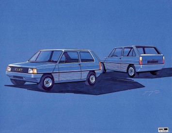 1974 Fiat Panda Design Sketch Rendering by Giugiaro