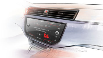 2017 Seat Ibiza Interior Design Sketch Render Center Console