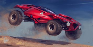 Alfa Romeo Rally Car Concept Design Sketch Render by John Frye