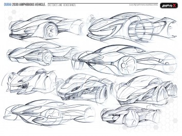 Amphi-X Dubai 2030 Amphibious Vehicle by Beichen Nan - design sketch