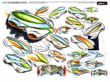 Amphi-X Dubai 2030 Amphibious Vehicle by Beichen Nan - design sketch