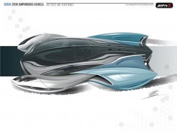 Amphi-X Dubai 2030 Amphibious Vehicle by Beichen Nan - design sketch