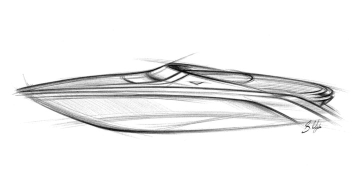 aston martin am37 powerboat design sketch