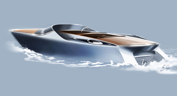 aston martin am37 powerboat design sketch render