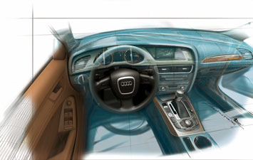 Audi A4 interior design sketch