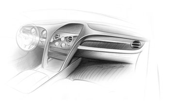 Bentley Continental GT Interior Design Sketch