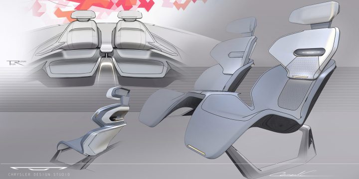 Chrysler Halcyon Concept Interior Design Sketch Render