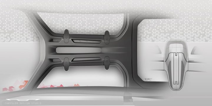 Chrysler Halcyon Concept Interior Design Sketch Render Roof geometri pattern