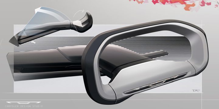 Chrysler Halcyon Concept Interior Design Sketch Render Steering Wheel