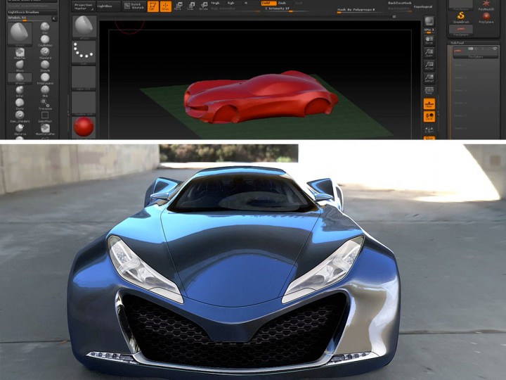 Automotive 3D Sketch Model using Zbrush