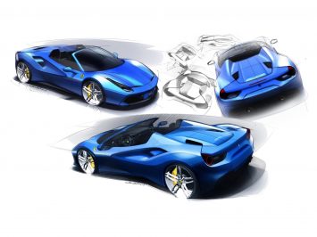 Ferrari 488 Spider Design Sketch Renders