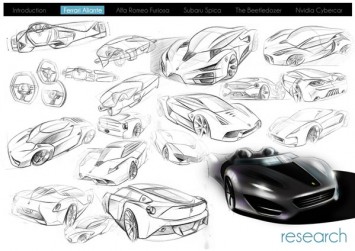 Ferrari Aliante Concept Design Sketches