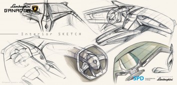 Lamborghini Ganador Concept Interior Design Sketch