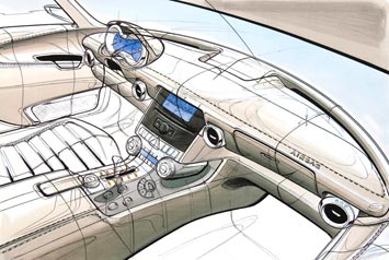 Mercedes-Benz SLS AMG Interior Design Sketch