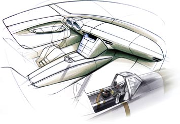 Mercedes-Benz SLS AMG Interior Design Sketch