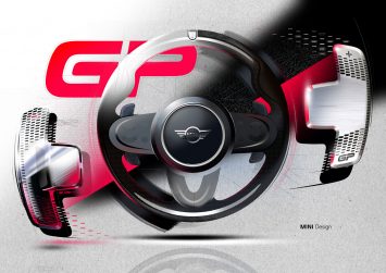 Mini John Cooper Works GP Interior Design Sketch Render Steering Wheel