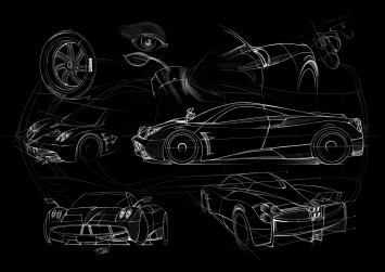 Pagani Huayra Design Sketches