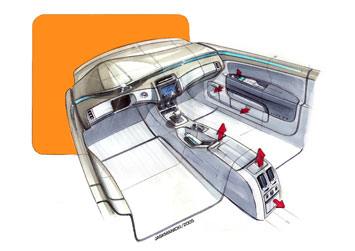 Skoda Superb interior design sketch