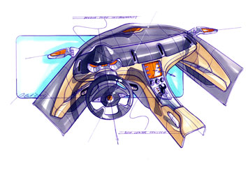 Skoda Superb interior design sketch