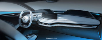 Skoda Vision E Concept Interior Design Sketch Render