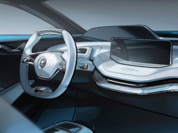 Skoda Vision E Concept Interior Design Sketch Render detail