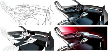 Skoda Vision RS Concept Interior Design Sketch Layers