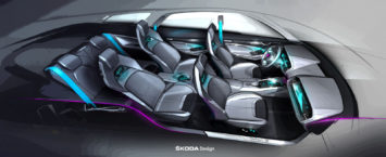 Skoda VisionS Concept Interior Design Sketch Render