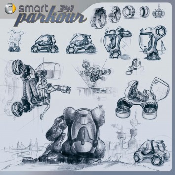 Smart 341 Parkour Concept Design Sketches