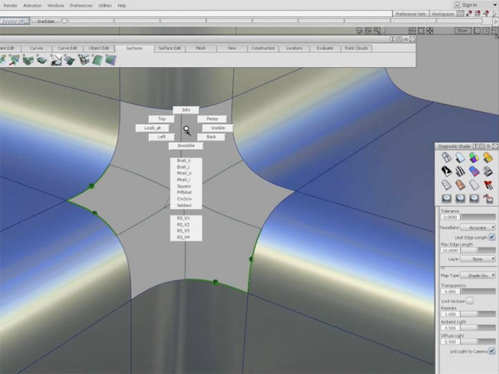 Modeling a star edge/fillet in Alias