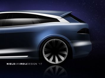 Tesla Model S Shooting Brake by Niels van Roij Design Sketch Render detail