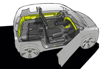 VW E Up! Concept Interior Design Sketch